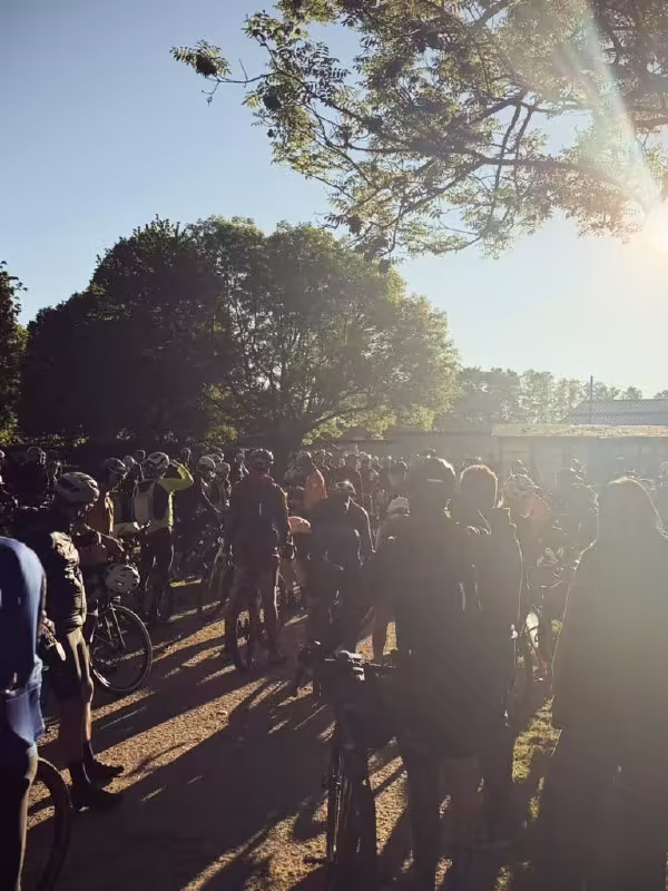 Riders at the start line in Ljubljana, early morning